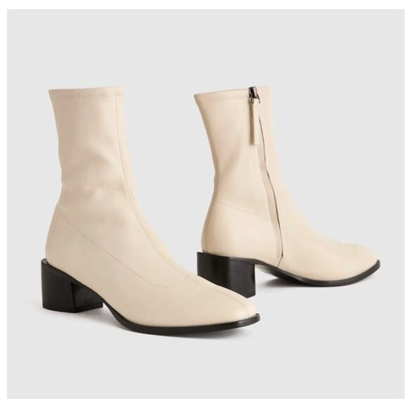 Quince Shoes - New! Quince Women's Italian leather Stretch Sock Bootie Bone Sz 6 MSRP $169 #16